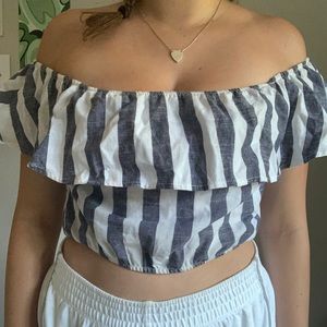 Off shoulder strip top